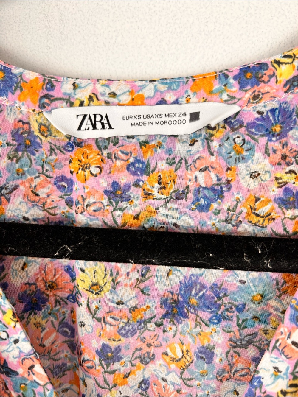 Zara Floral Ruffle V-Neck Mini Dress, XS tiered skirt smocked Pretty Western - Picture 3 of 14